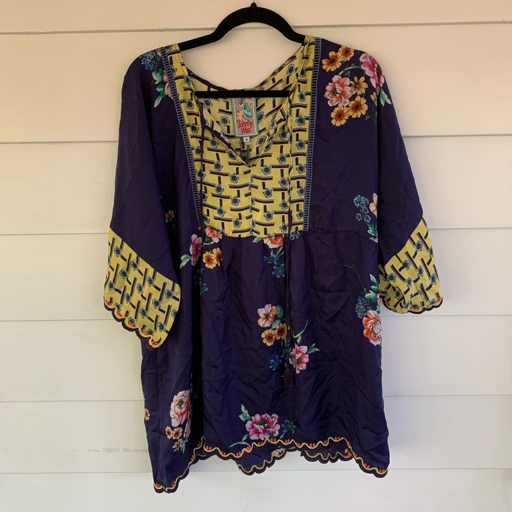 Johnny Was Silk Printed Tunic Blouse